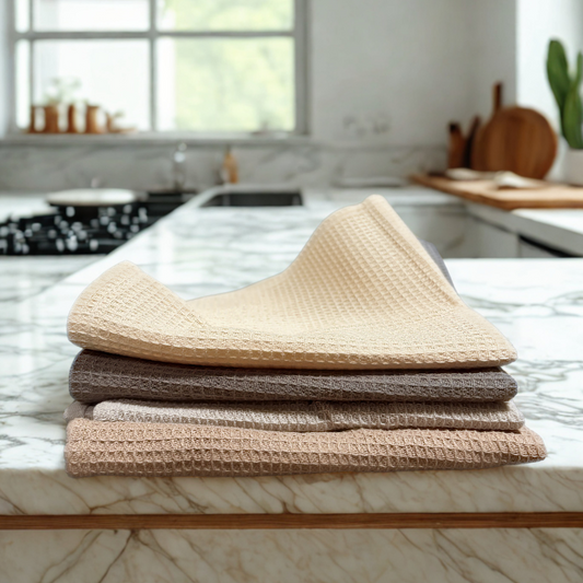 4pcs ワッフルディッシュタオル（ミックスカラー）