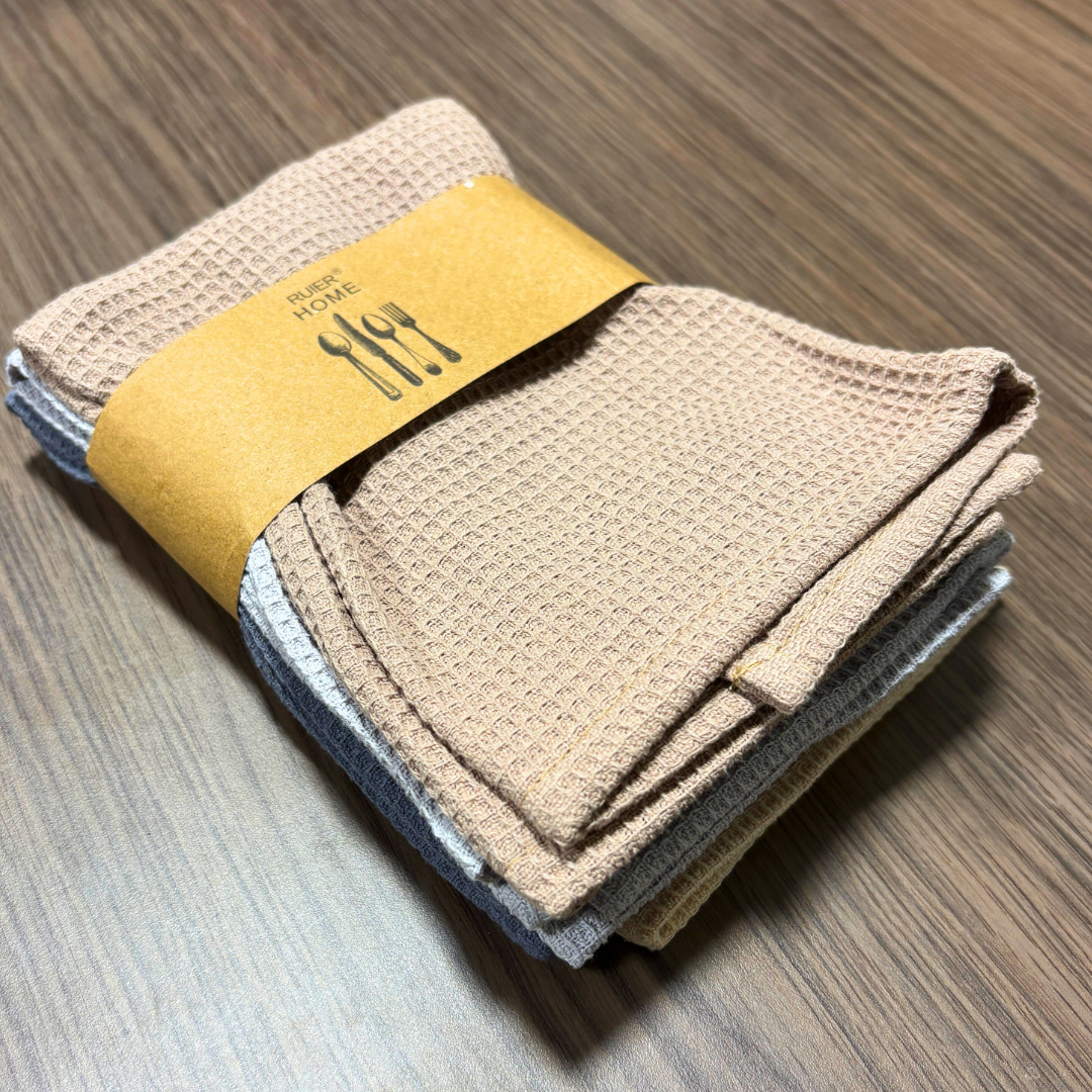 4pcs ワッフルディッシュタオル（ミックスカラー）